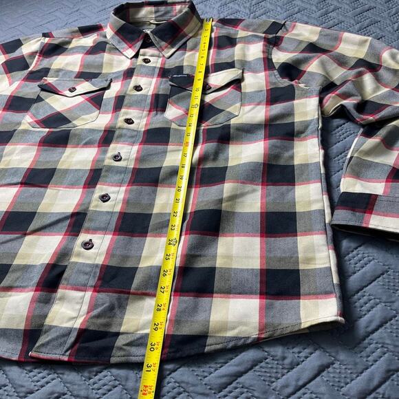 Dixxon Flannel Shirt Snap-On Tools Men's L Burberry Plaid Color Black Cream Red - Picture 7 of 8
